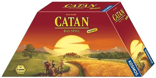 KOSMOS 693138 CATAN - Das Spiel Kompakt, Siedler von Catan als Reisespiel für unterwegs im praktischen Koffer, für 2-4 Personen ab 10 Jahren mit 2-Spieler-Variante