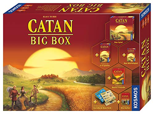 KOSMOS 693152 CATAN - Big Box, Exklusiv bei Amazon, Starterset mit CATAN - Das Spiel, inklusive Erweiterung, Würfelspiel und 4 Szenarien, für 3 bis 6 Personen ab 10 Jahre, Siedler von Catan